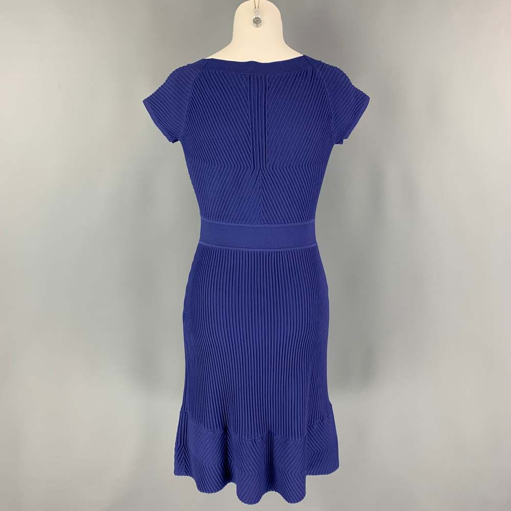 ARMANI COLLEZIONI Blue Viscose Blend Ribbed Cap Sleeves Dress - Picture 3 of 5